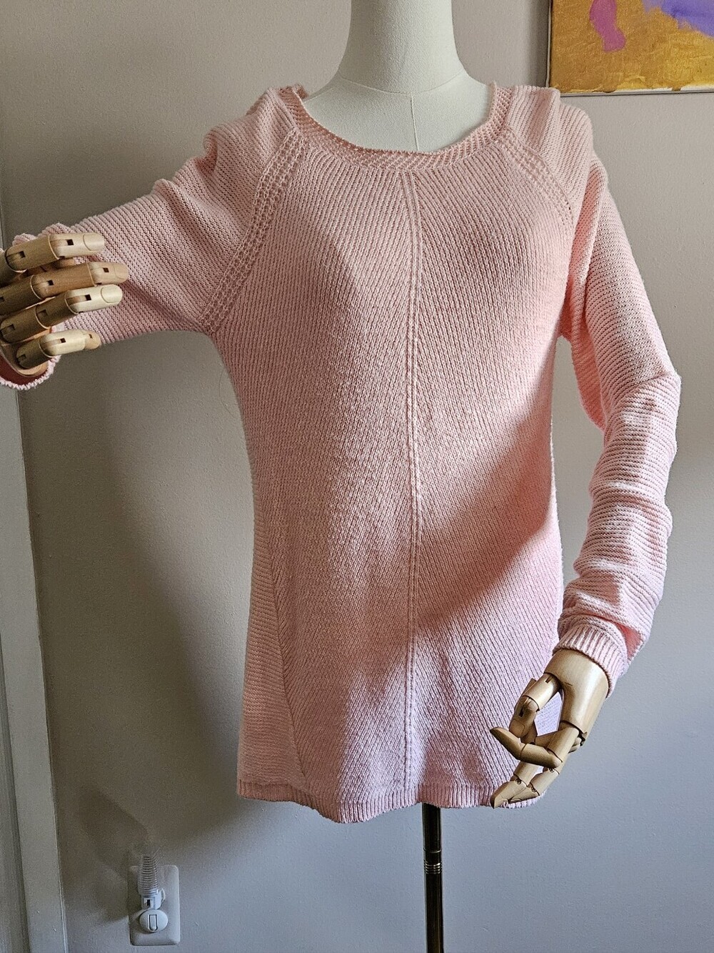 Sonoma Light Pink Crew Neck Long Sweater. Size M
